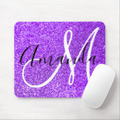 Paarse Glitter Persoonlijk Monogram Muismat (Met muis)