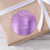 Paarse Glitter Persoonlijk Ronde Sticker