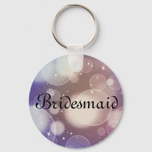 Paarse Glitter Persoonlijke Bridesmaid Sleutelhanger (Voorkant)