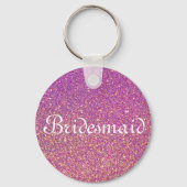 Paarse Glitter Persoonlijke Bridesmaid Sleutelhanger (Voorkant)