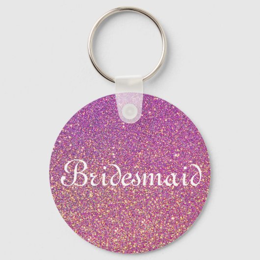 Paarse Glitter Persoonlijke Bridesmaid Sleutelhanger (Voorkant)