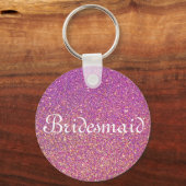 Paarse Glitter Persoonlijke Bridesmaid Sleutelhanger (Voorkant)