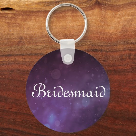 Paarse Glitter Persoonlijke Bridesmaid Sleutelhanger (Voorkant)