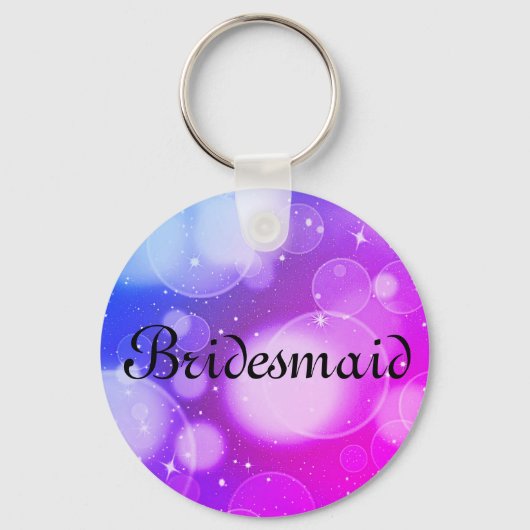 Paarse Glitter Persoonlijke Bridesmaid Sleutelhanger (Voorkant)