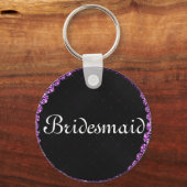 Paarse Glitter Persoonlijke Bruidsmeisje Sleutelhanger (Voorkant)