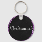 Paarse Glitter Persoonlijke Bruidsmeisje Sleutelhanger (Achterkant)