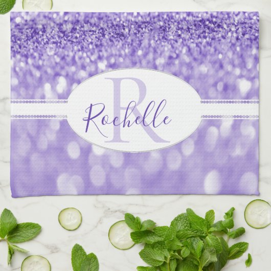 Paarse Glitter Persoonlijke keukenhanddoeken (Gevouwen)