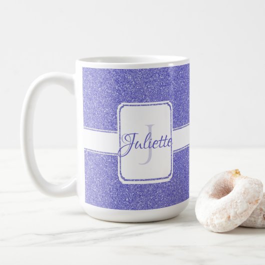 Paarse Glitter Persoonlijke koffie Mok (Met donut)