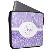 Paarse glitter persoonlijke laptophoes laptop sleeve (Voorkant Rechts)
