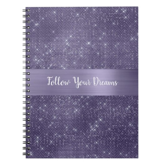 Paarse Glitter Persoonlijke Quote   Notitieboek (Voorkant)