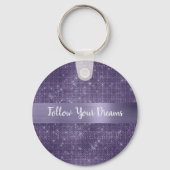 Paarse Glitter Persoonlijke Quote   Sleutelhanger (Voorkant)