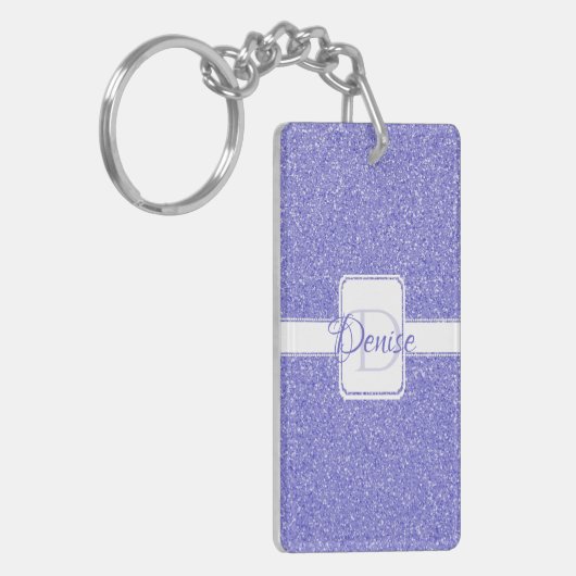 Paarse Glitter Persoonlijke Sleutelhanger (Voorkant Links)