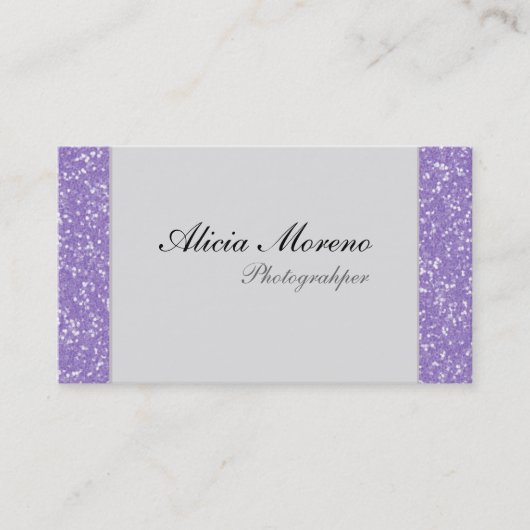 Paarse Glitter Persoonlijke Visitekaartjes (Voorkant)