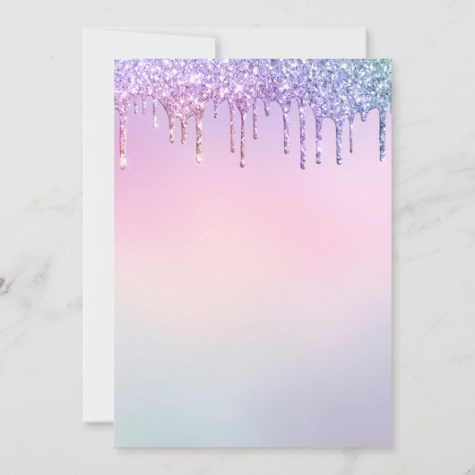 Paarse Glitter Pink Virtual 50th Birthday Party Kaart (Achterkant)