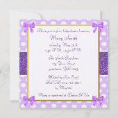 Paarse Glitter Polka Dot Baby shower Kaart (Achterkant)