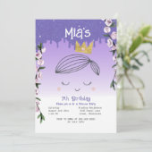 Paarse Glitter Prinses Meisjes Verjaardag Kaart (Staand voorkant)