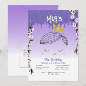 Paarse Glitter Prinses Meisjes Verjaardag Kaart (Voorkant / Achterkant)