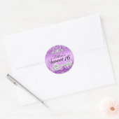 Paarse Glitter Prinses Thema Sweet 16 Sticker (Envelop)