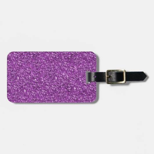 Paarse Glitter Print Bagagelabel (Voorkant horizontaal)