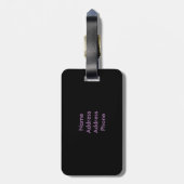 Paarse Glitter Print Bagagelabel (Achterkant verticaal)