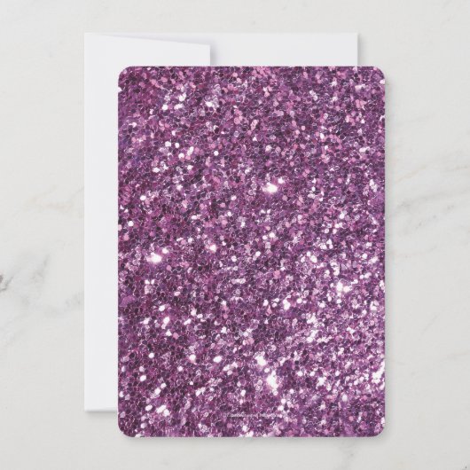Paarse Glitter Print Bow Sweet 16 Feestuitnodiging Kaart (Achterkant)