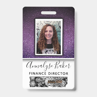 Paarse Glitter Professional CNA Zuster Foto Naam Badge