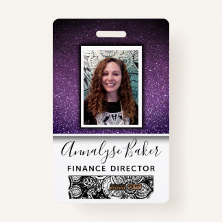 Paarse Glitter Professional CNA Zuster Foto Naam Badge