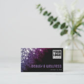 Paarse Glitter Professionel Beauty en Wellness Visitekaartje (Staand voorkant)