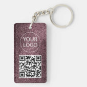Paarse Glitter QR-code Visitekaartje uw Logo Sleutelhanger (achterkant)