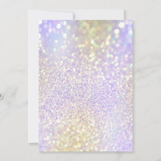 Paarse Glitter Quinceaneara Partij Kaart (Achterkant)