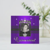 Paarse Glitter Quinceanera 15e verjaardag Kaart (Staand voorkant)