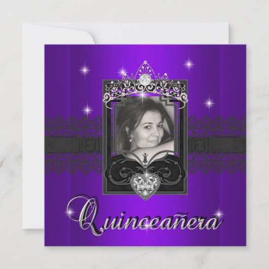 Paarse Glitter Quinceanera 15e verjaardag Kaart (Voorkant)