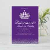 Paarse Glitter Quinceanera Uitnodigingen (Staand voorkant)