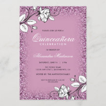 Paarse glitter quinceanera witte rozen