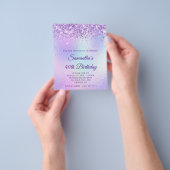 Paarse Glitter Regenboog Iriserend 40e Verjaardag Flyer (Hand)