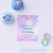 Paarse Glitter Regenboog Iriserend 40e Verjaardag Flyer (Enkel)