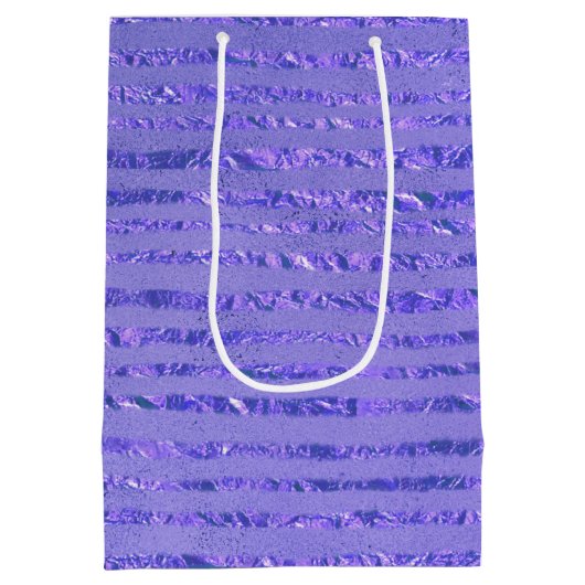 Paarse Glitter Ribbon Design Medium Gift Bag Medium Cadeauzakje (Achterkant)