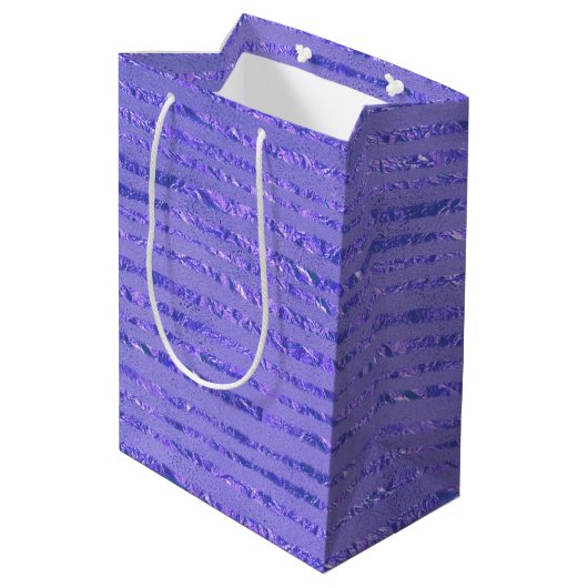 Paarse Glitter Ribbon Design Medium Gift Bag Medium Cadeauzakje (Achterkant Gekanteld)