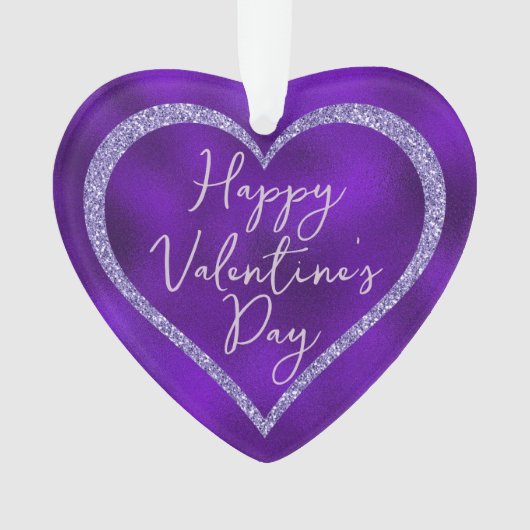 Paarse Glitter Romantisch Schrift Valentijnsdag Ornament (voorkant)
