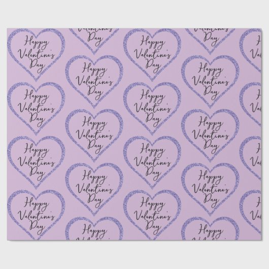 Paarse glitter romantische script Valentijnsdag Cadeaupapier (Vlak)