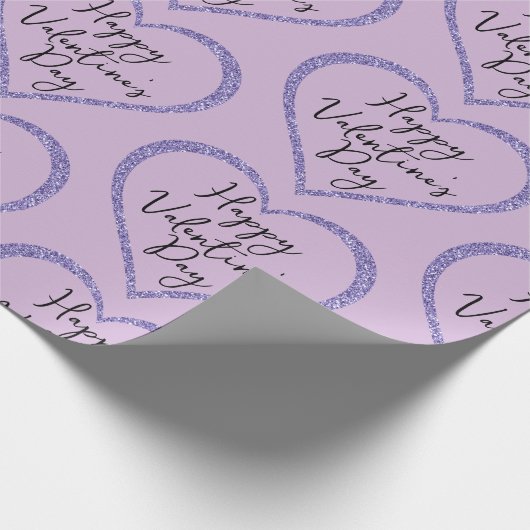 Paarse glitter romantische script Valentijnsdag Cadeaupapier (Hoek)