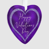 Paarse glitter romantische script Valentijnsdag Ornament (voorkant)