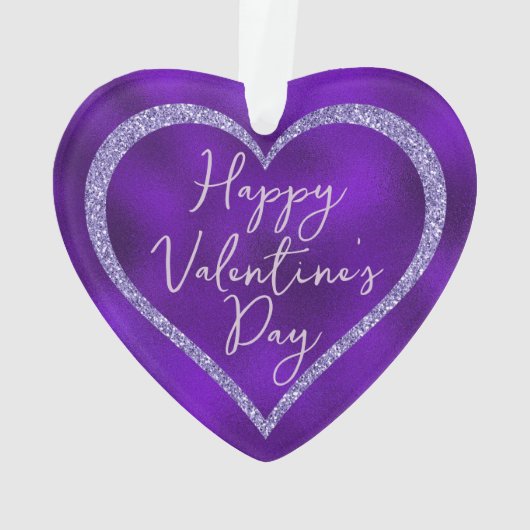 Paarse glitter romantische script Valentijnsdag Ornament (achterkant)