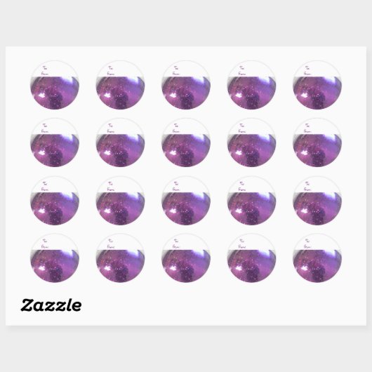 Paarse Glitter Ronde Sticker (Vel)