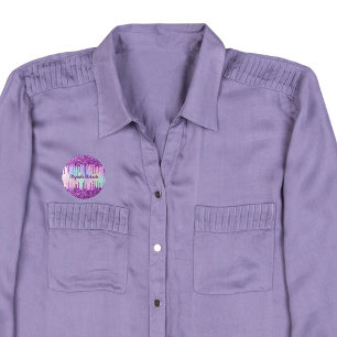 Paarse glitter roze aangepaste holografische naamt ronde button 3,2 cm