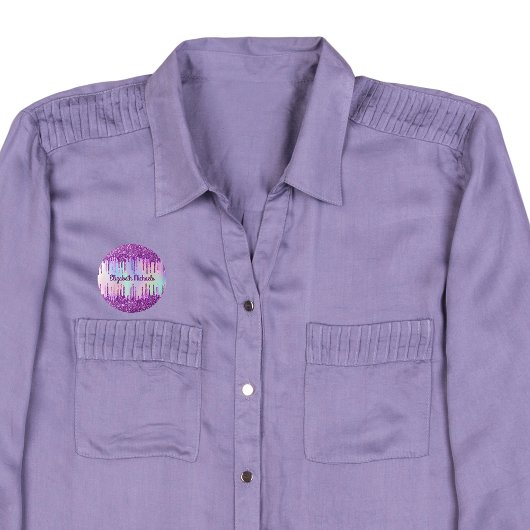 Paarse glitter roze aangepaste holografische naamt ronde button 3,2 cm