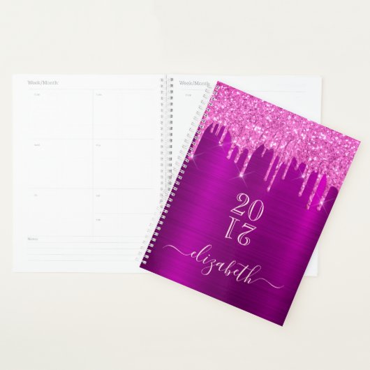 Paarse glitter roze afspraak boek 2025 planner (Display)