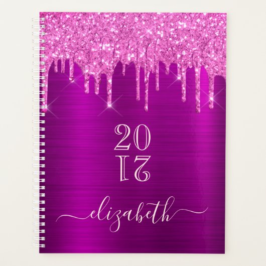 Paarse glitter roze afspraak boek 2025 planner (Voorkant)