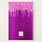 Paarse glitter roze monogram planner (Achterkant)