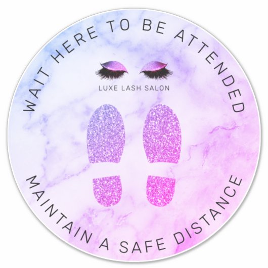 Paarse Glitter Salon Afstandelijke Vloer Marker Sticker (Voorkant)